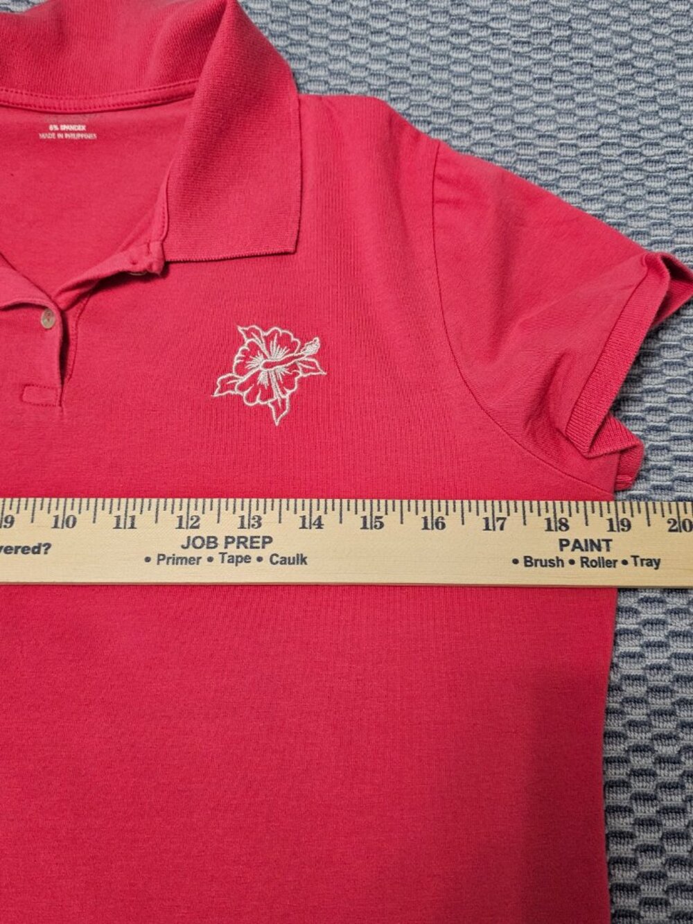 Cherokee Pink Hibiscus Embroidered Women's Polo Shirt - Women's Size L - Picture 6 of 7